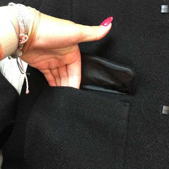 Talbots Petites Fabric made In Italy Black Toggle Peacoat Size 6P Wool Blend - Picture 7 of 10